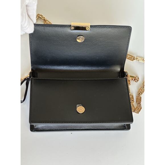 Versace Greek Key Leather Black Wallet on Chain Mini Shoulder Bag 1007220 NWT - Picture 11 of 16